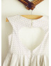White And Black Polka Dots Print Heart Back Sweet Flower Girl Dress